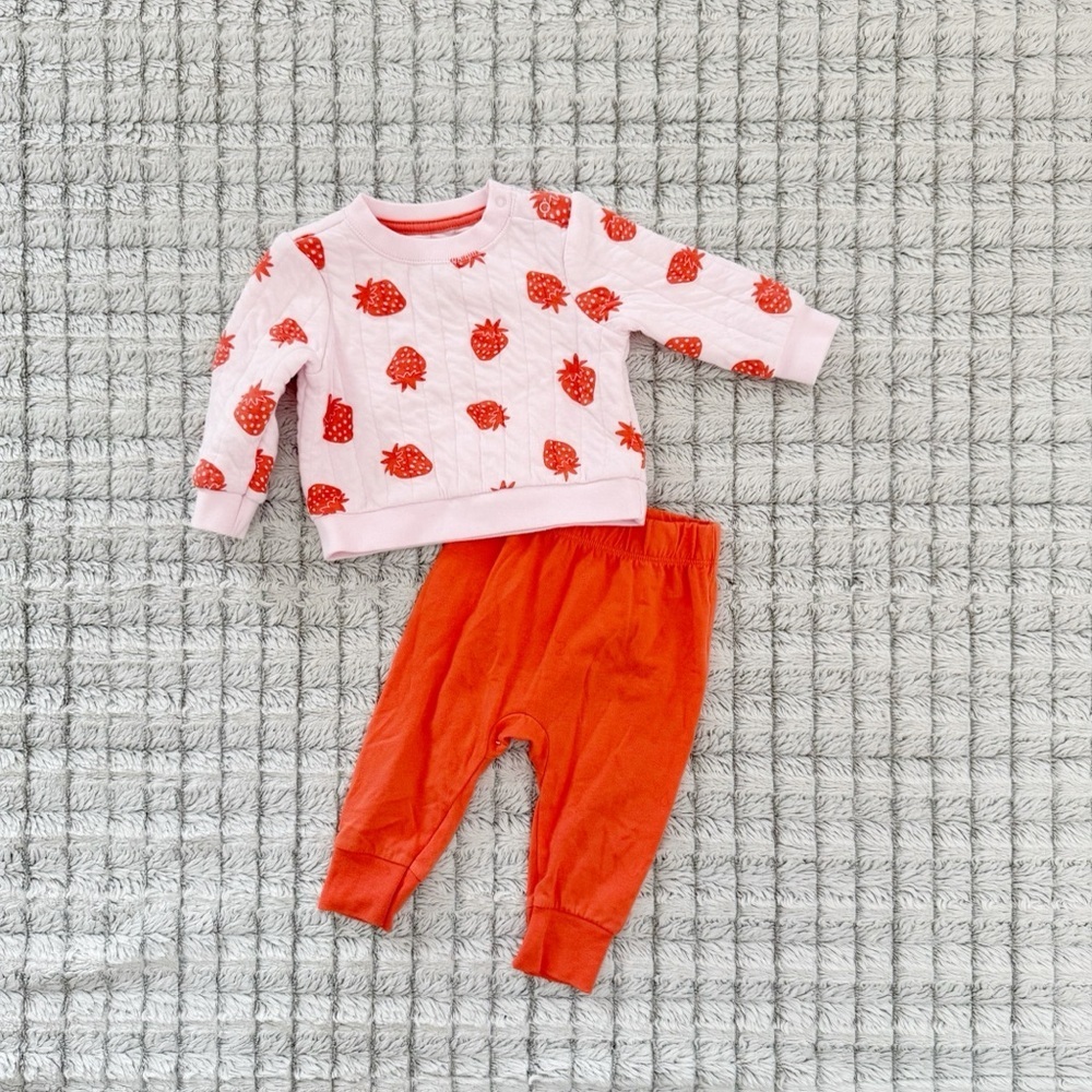 Cat & Jack Strawberry Baby Outfit